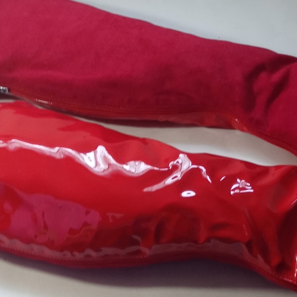 Red stiletto boots half suede half Faux leather - Picture 4 of 8